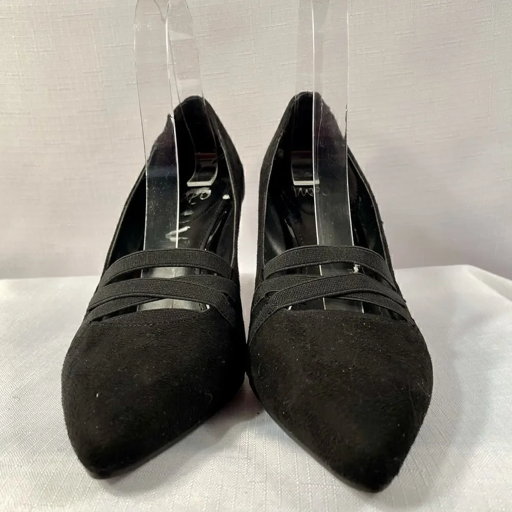 BLACK SUEDE 3.5” HEEL TELYA by IMPO SIZE 7